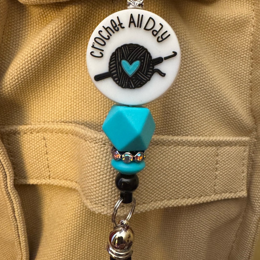 New! Crochet All Day! Silicone Bead & Metal Purse Charm / Keychain